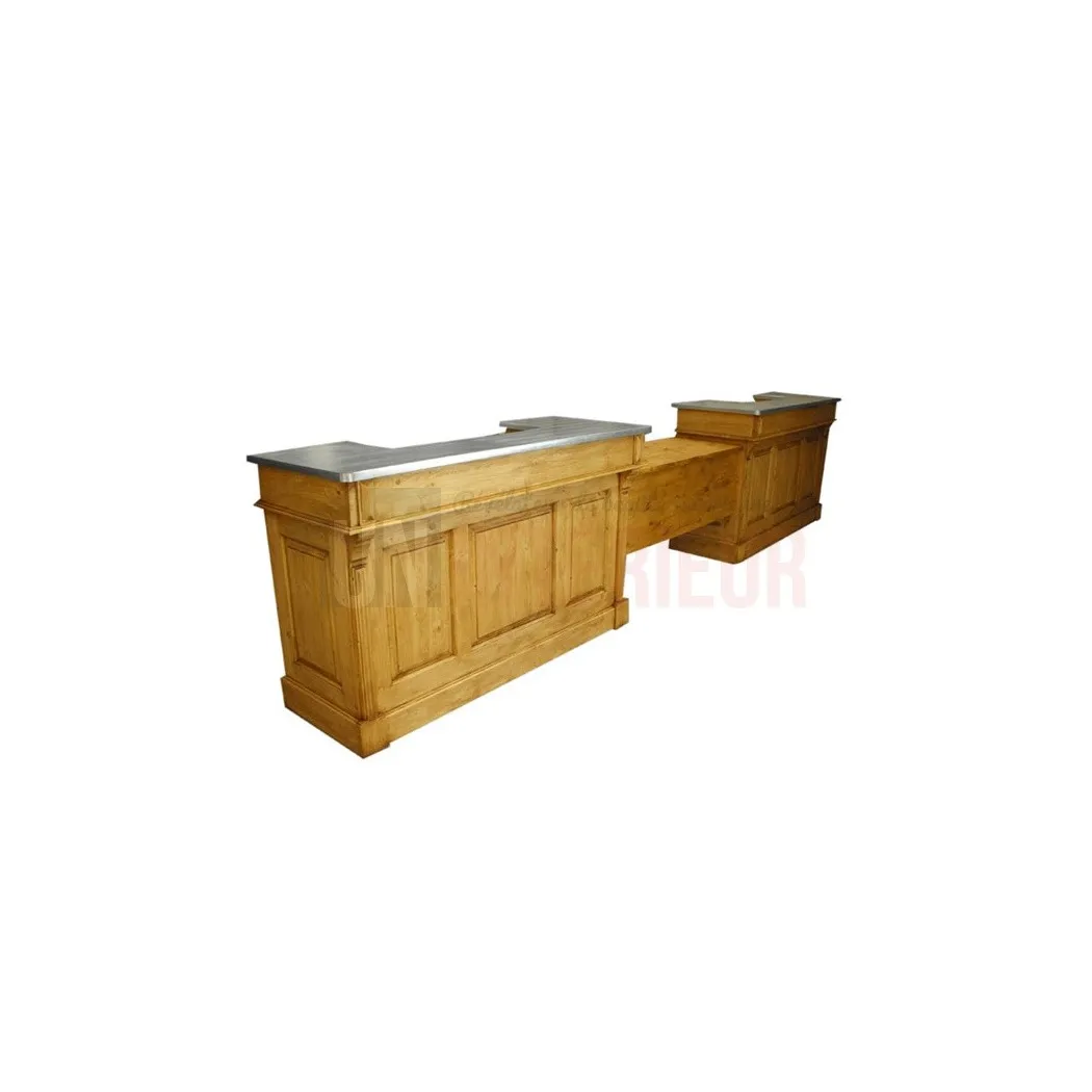 Comptoir d'accueil sur mesure avec bureau en pin massif 500cm