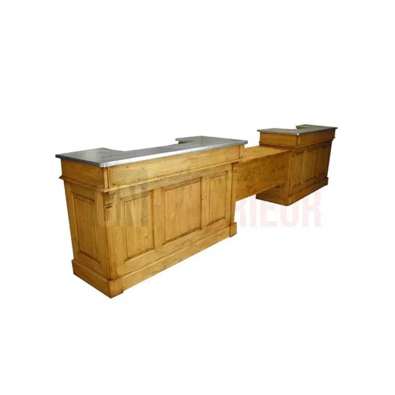 Comptoir d'accueil sur mesure avec bureau en pin massif 500cm