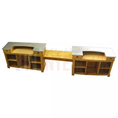Comptoir d'accueil sur mesure avec bureau en pin massif 500cm