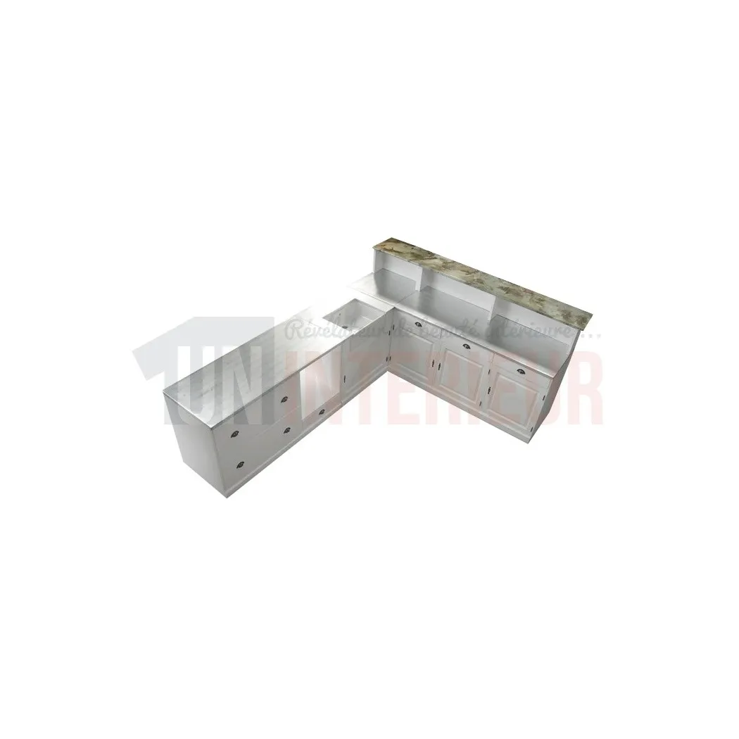 Cuisine sur-mesure en pin massif - Zinc véritable - 4 éléments