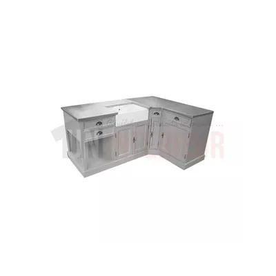 Cuisine sur-mesure en pin massif - Zinc véritable - 4 éléments