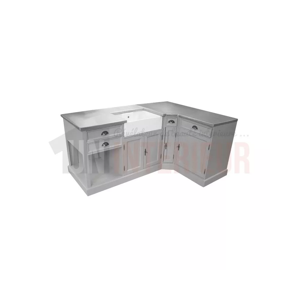 Cuisine sur-mesure en pin massif - Zinc véritable