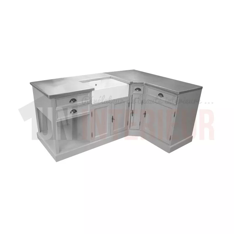 Cuisine sur-mesure en pin massif - Zinc véritable