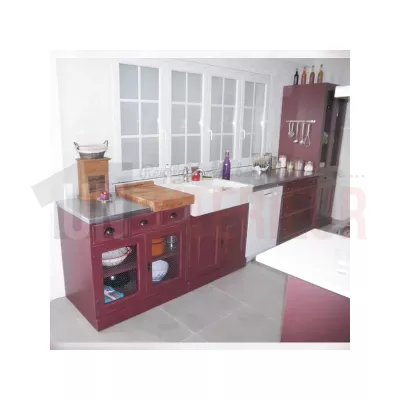 Cuisine sur-mesure en pin massif - Portes grillagées - 6 éléments