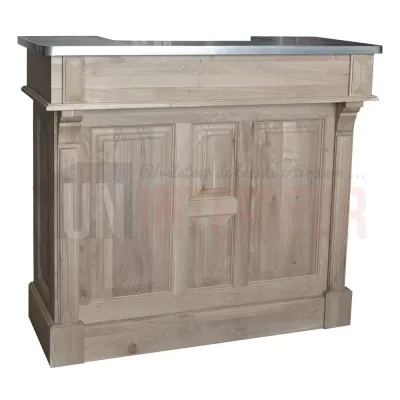 Comptoir de bar en chêne massif et zinc 140cm - Chester