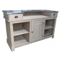 Meuble bar zinc en chêne massif 180cm - Chester