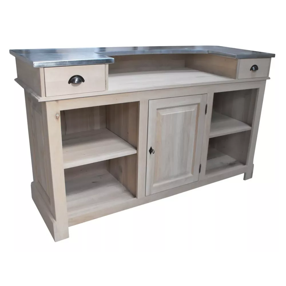 Meuble bar zinc en chêne massif 180cm - Chester
