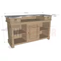 Meuble bar zinc en chêne massif 180cm - Chester