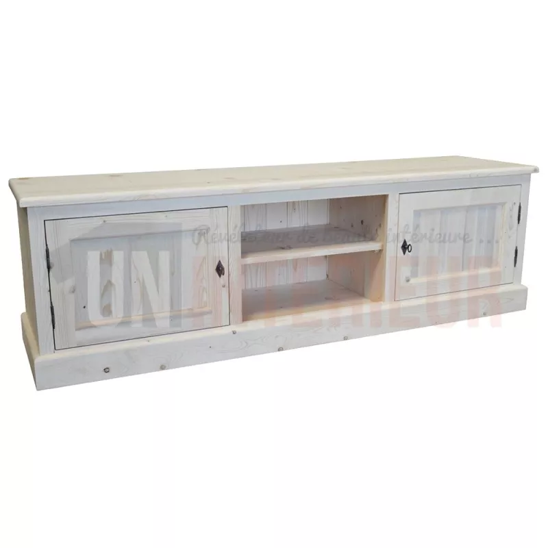 Meuble télévision 180cm en pin massif, 2 portes - Bust