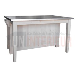 Îlot de cuisine ou pôle central en pin massif - Nessy