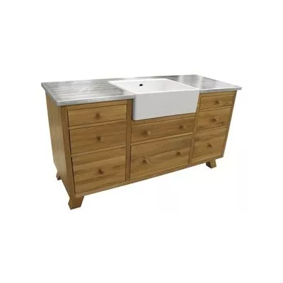 Meuble bain 2 vasques, en pin massif - Grant