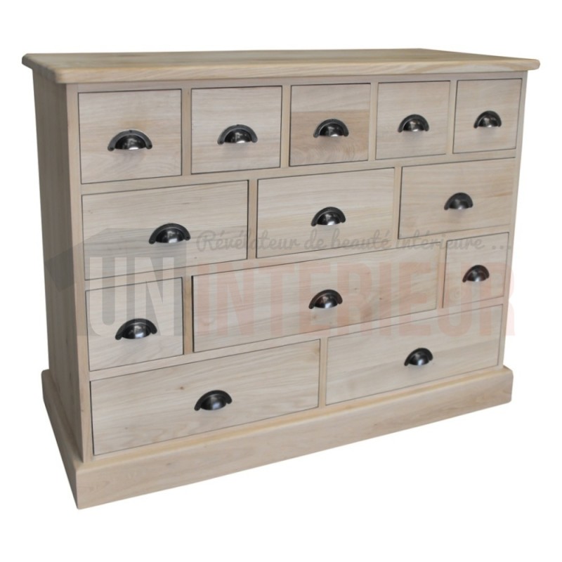 Meuble de mercerie en chêne massif, 13 tiroirs - James
