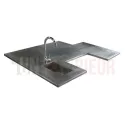 Plan de travail en zinc sur mesure avec évier frappé - Zinc gris anthracite