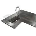 Plan de travail en zinc sur mesure avec évier frappé - Zinc gris anthracite