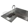 Plan de travail en zinc sur mesure avec évier frappé - Zinc gris anthracite