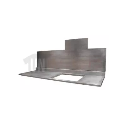 Plan de travail en zinc sur mesure avec intégration d'évier inox - Zinc d'art