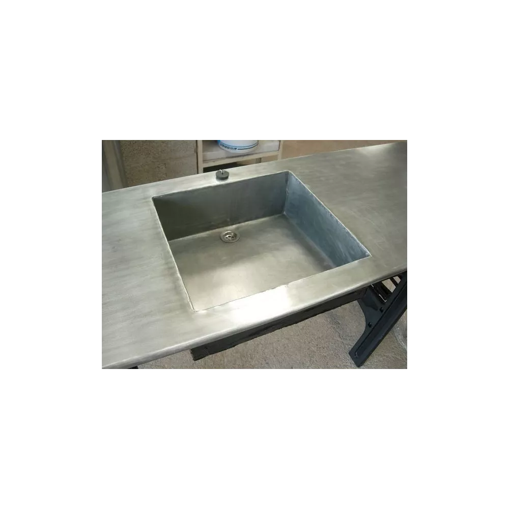 Plan de travail de cuisine en zinc avec évier en zinc - Zinc gris anthracite