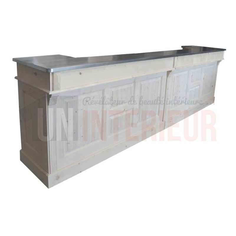 Grand comptoir de bar professionnel en pin massif 360cm - Chester