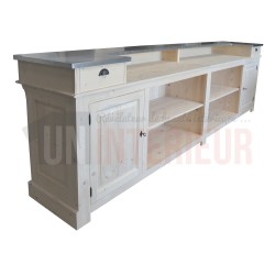 Grand comptoir de bar professionnel en pin massif 360cm - Chester