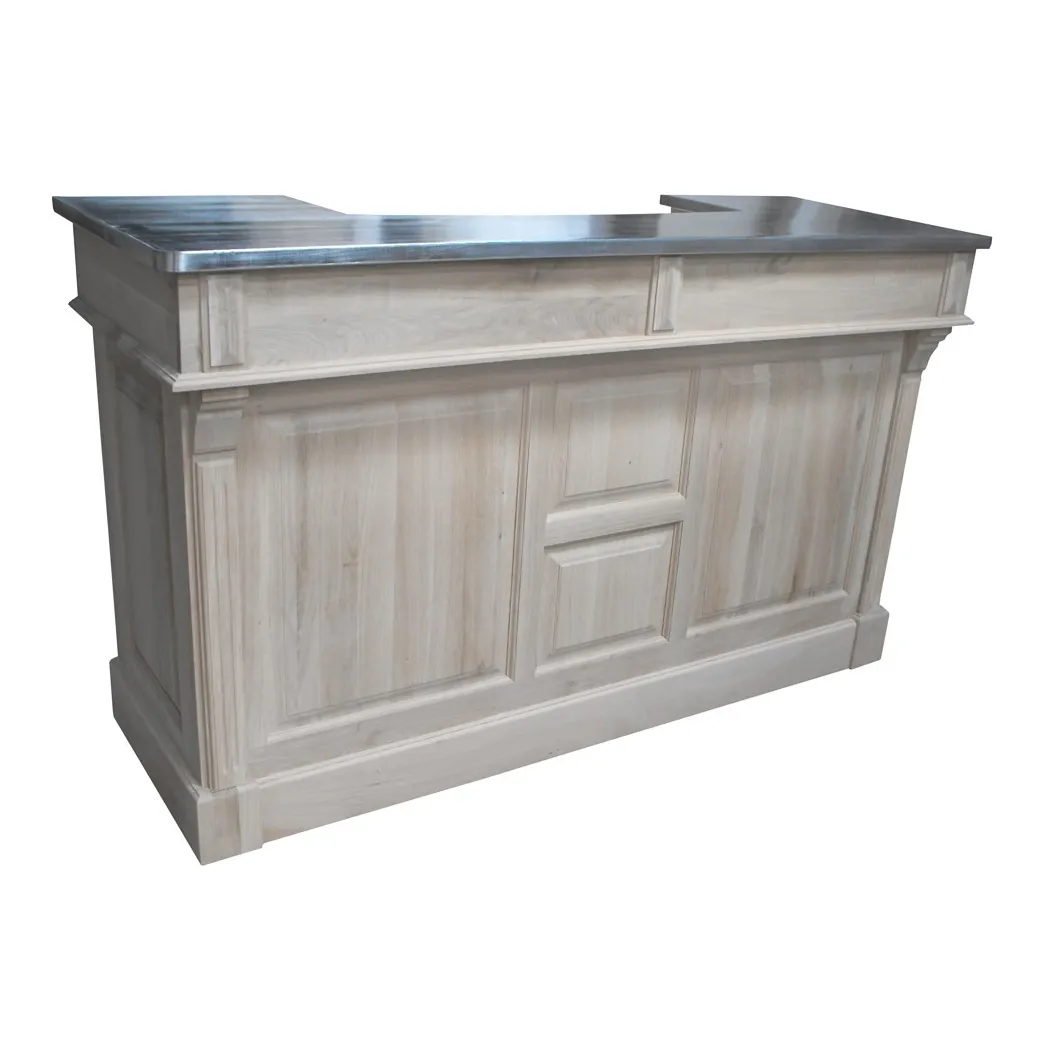 Bar chêne massif avec plateau zinc ou chêne 160cm - Chester