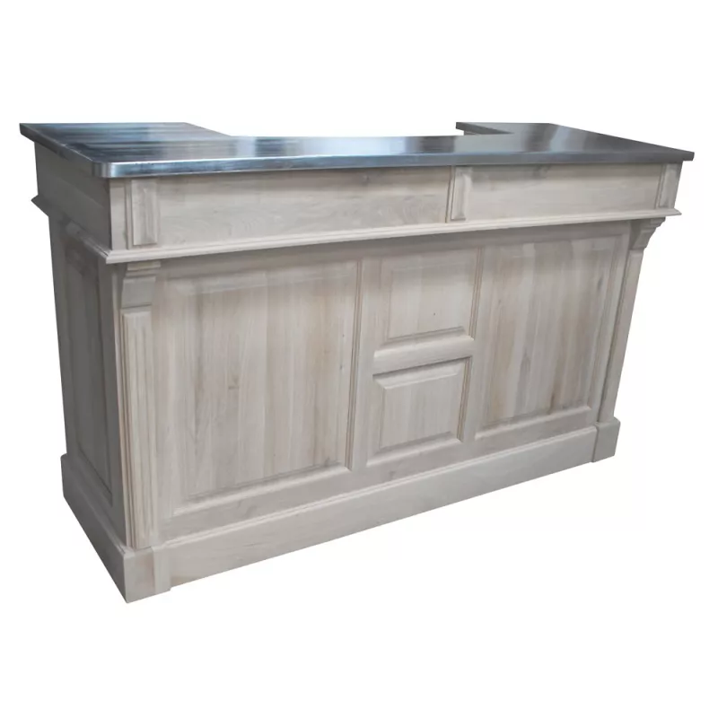 Bar chêne massif avec plateau zinc ou chêne 160cm - Chester