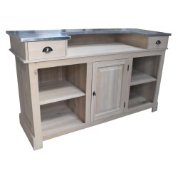Bar chêne massif avec plateau zinc ou chêne 160cm - Chester