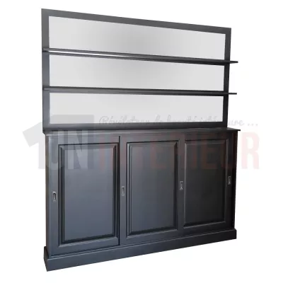 Meuble d'arrière de bar en pin massif 180cm avec miroir - Glasgow