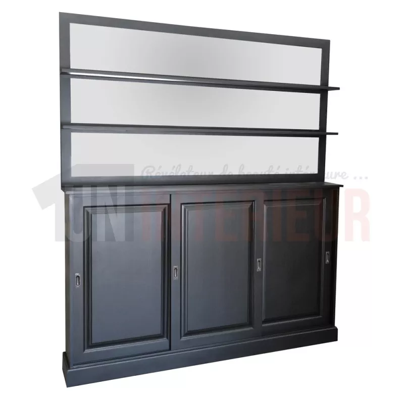 Meuble d'arrière de bar en pin massif 180cm avec miroir - Glasgow