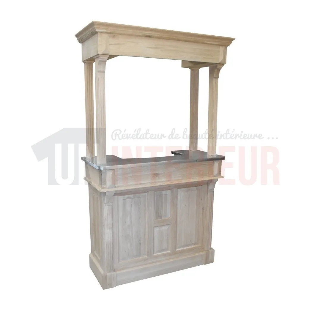 Bar de 120cm avec galerie de bar en chêne massif - Chester