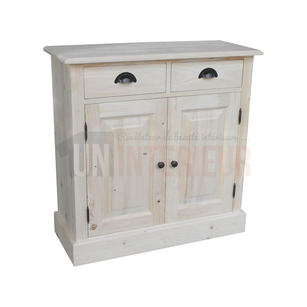 Rangement 2 portes, 2 tiroirs en pin massif - Chester