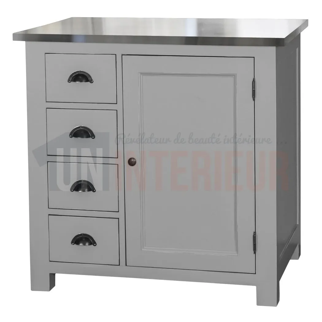 Rangement de cuisine en pin massif 4 tiroirs et 1 porte - Straight