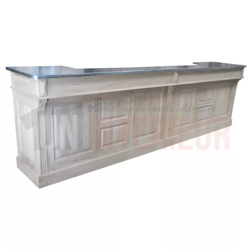 Meuble de bar chêne massif 360cm avec plateau zinc ou chêne - Chester