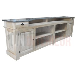 Meuble de bar chêne massif 360cm avec plateau zinc ou chêne - Chester