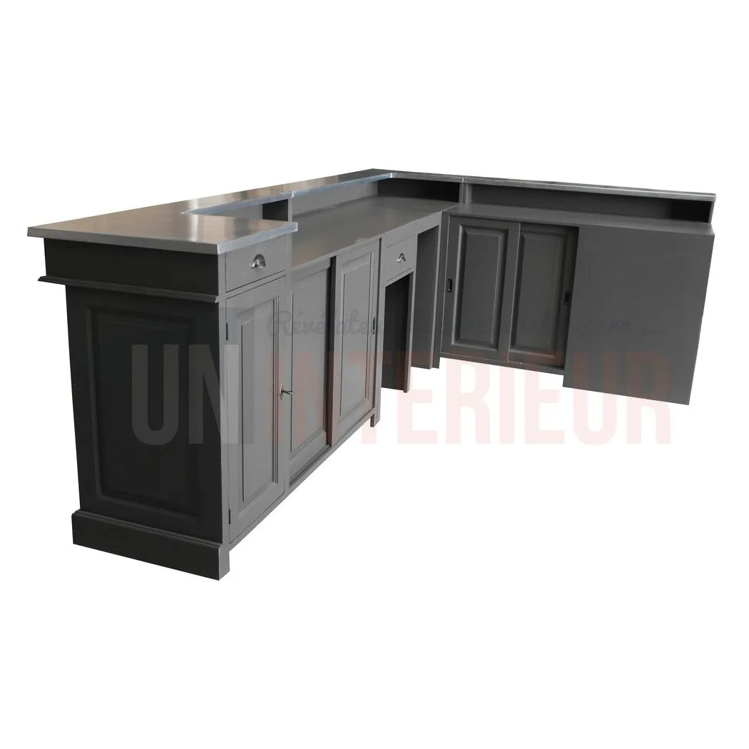 Bar sur-mesure en pin massif 308cm avec retour en L