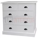 Commode en pin massif, 5 tiroirs - Faceby