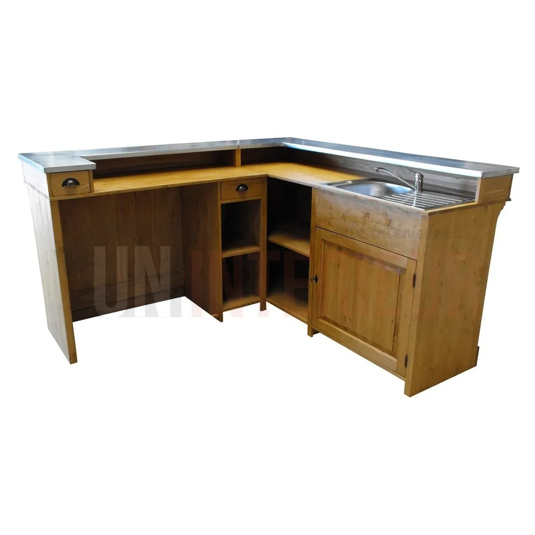 Comptoir sur-mesure d'angle avec évier 190cm sur 140cm