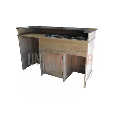 Commode 5 tiroirs, bandeau plein en pin massif - Hearth