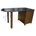 Table pôle central sur-mesure en pin massif plateau zinc