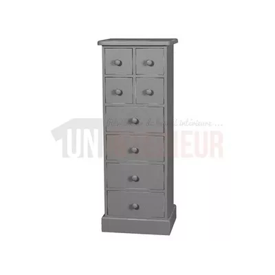 Commode haute en pin massif ou semainier, 8 tiroirs - Cranford