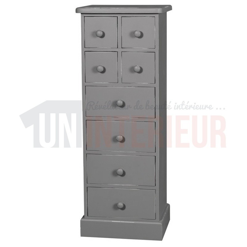 Commode haute en pin massif ou semainier, 8 tiroirs - Cranford