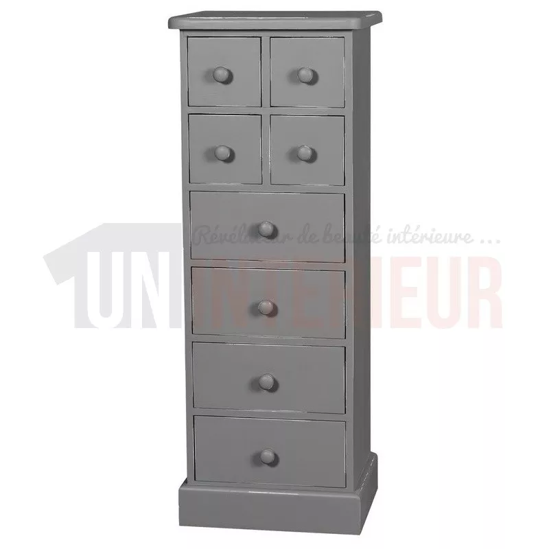 Commode haute en pin massif ou semainier, 8 tiroirs - Cranford