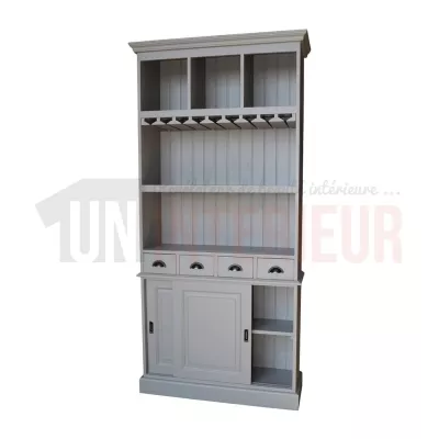 Meuble arrière de bar ou fond de bar équipé d'un porte-verres en pin massif - Chester