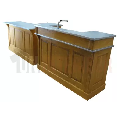 Meuble bar sur-mesure pôle central avec évier et module cuisson