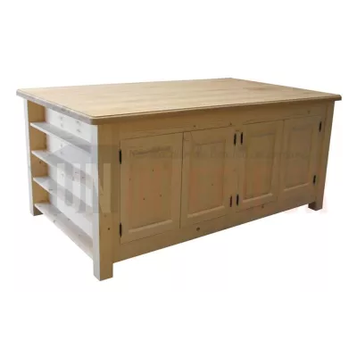 Pôle central sur-mesure en pin massif et chêne 200cm x 120 cm