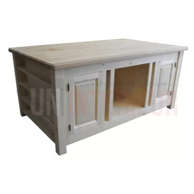 Pôle central sur-mesure en pin massif et chêne 200cm x 120 cm