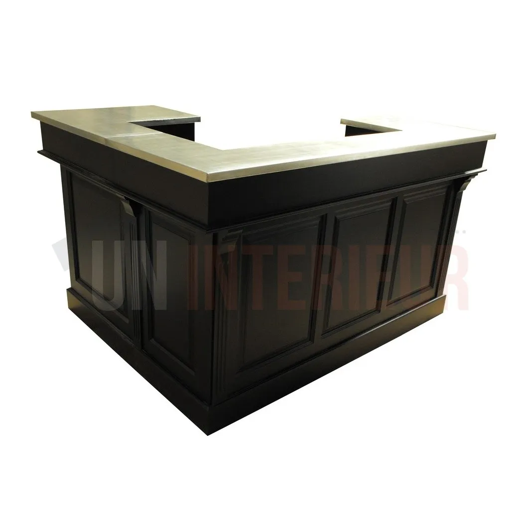 Comptoir de bar sur mesure d'angle 180cm sur 140cm avec intégrations