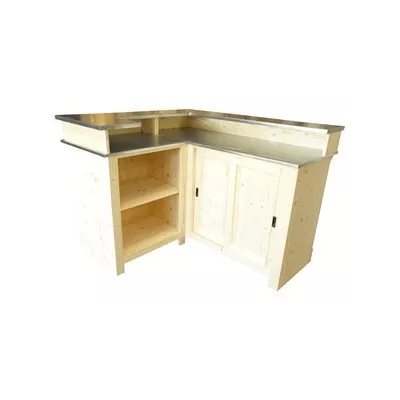 Comptoir de bar sur mesure d'angle 180cm sur 140cm avec intégrations