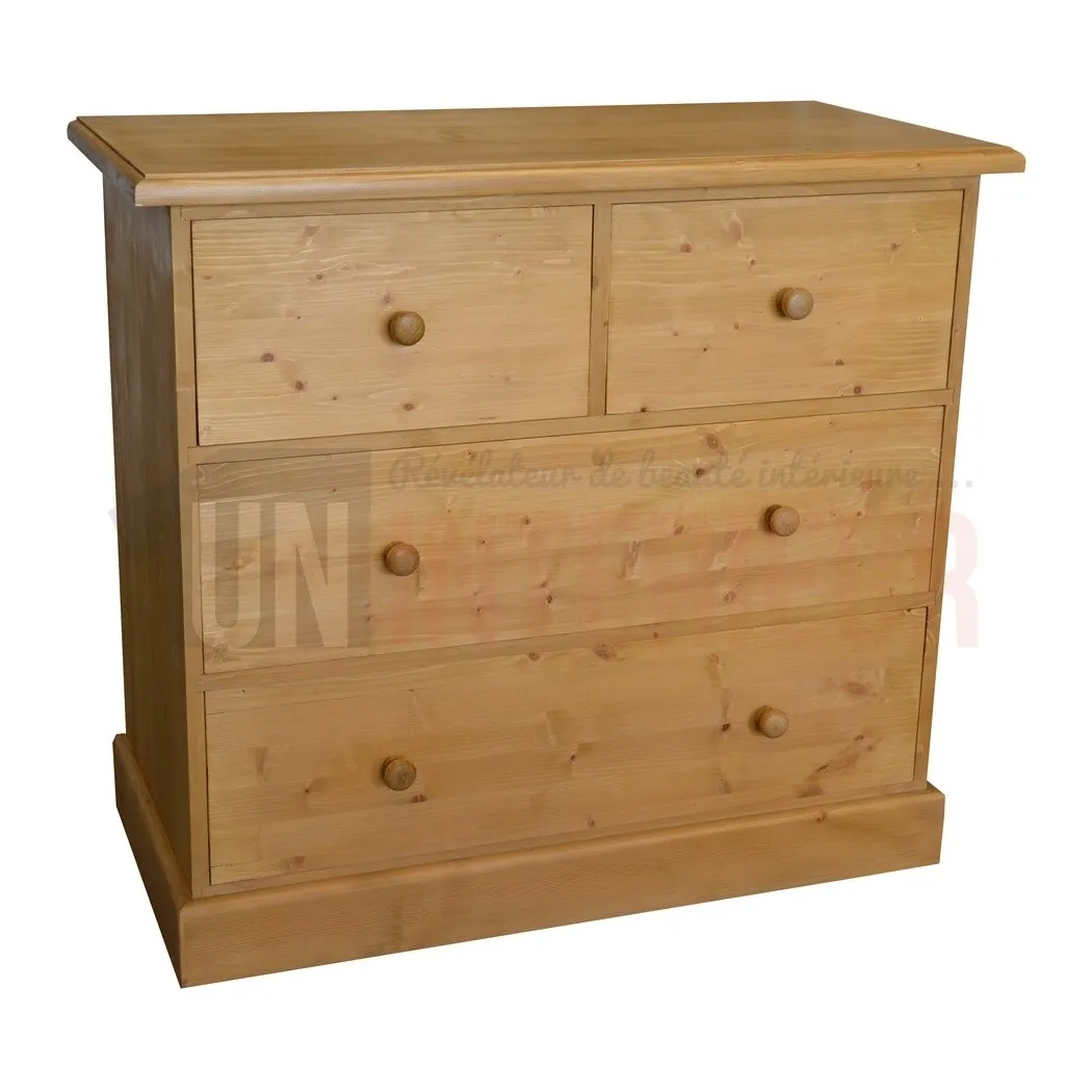 Commode en pin massif, 4 tiroirs - Faceby