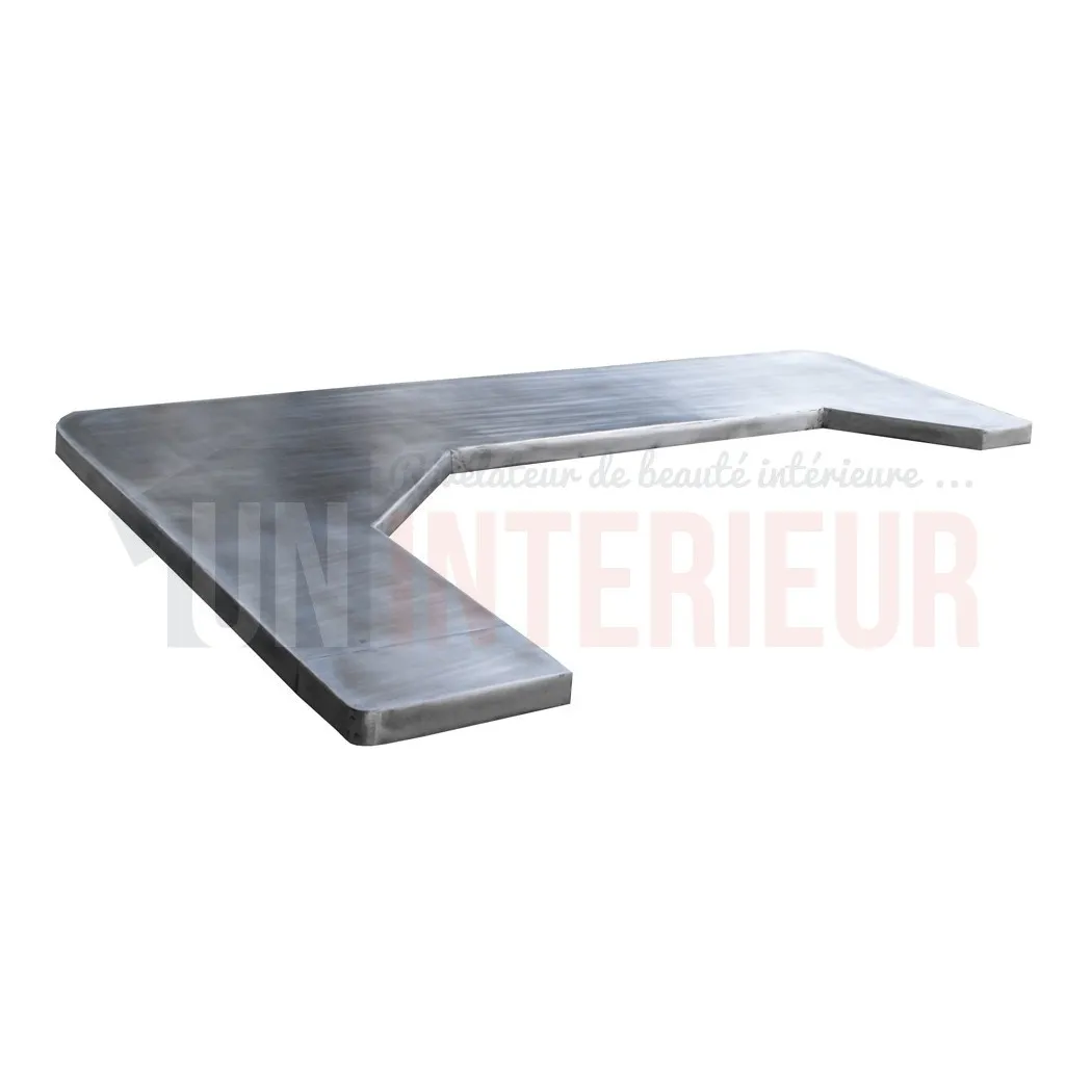 Plan de travail pour comptoir en zinc anthracite forme U
