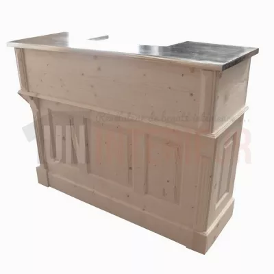 Meuble caisse et accueil sur-mesure en pin massif brut